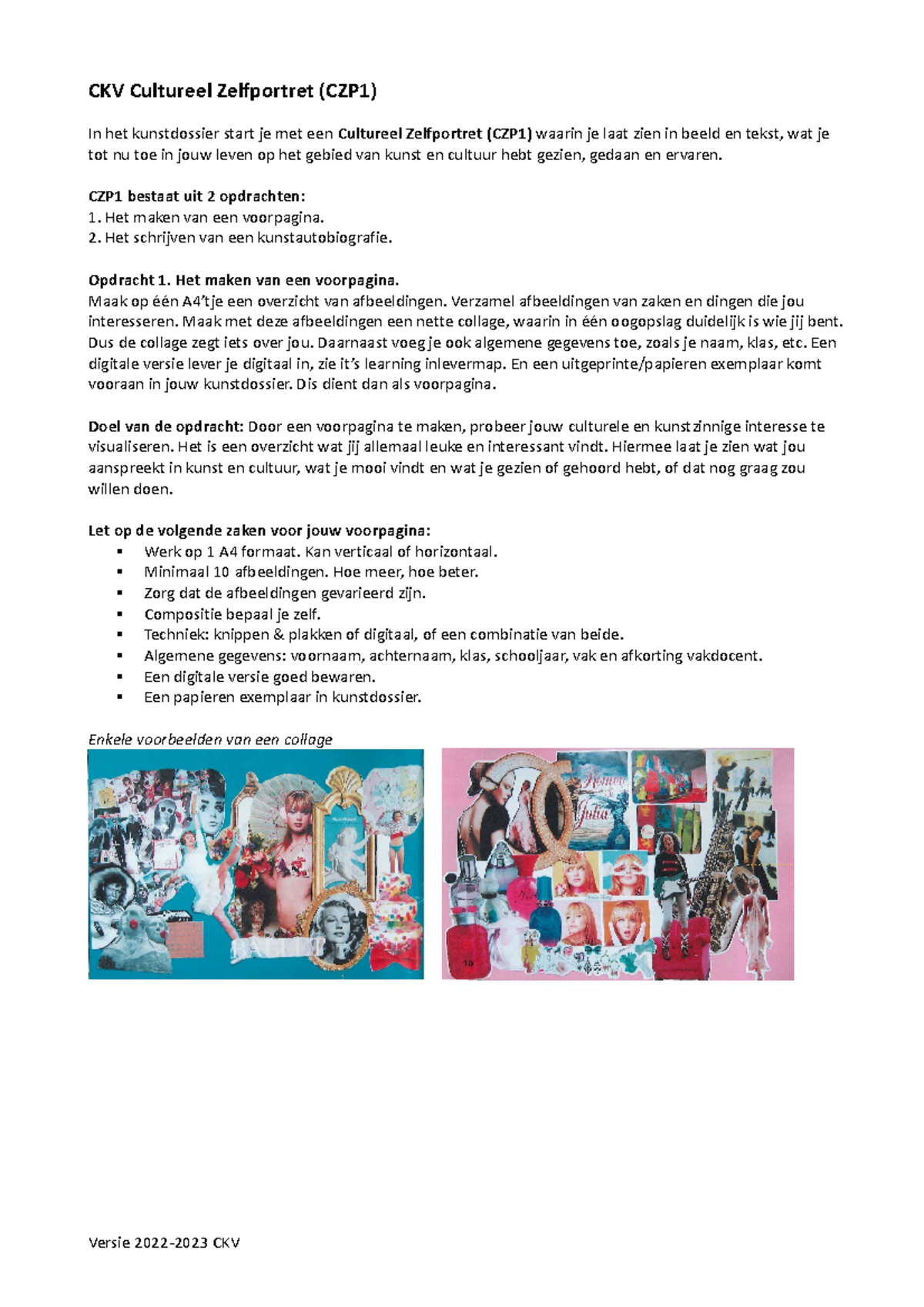 Cultureel Zelfportret (CZP1) voor CKV 2022-2023: Opdrachten & Inhoud ...