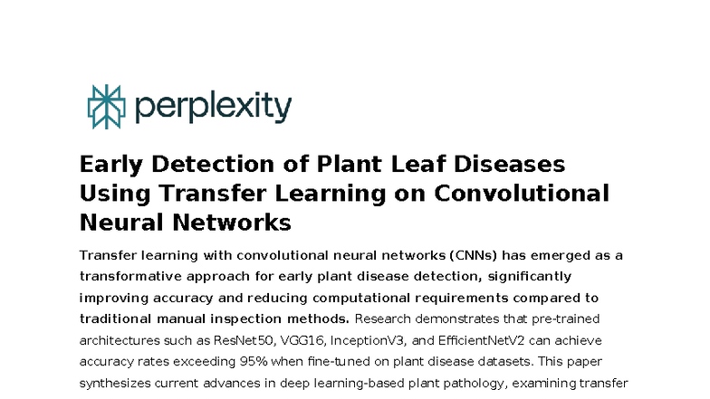 Early Detection of Plant Leaf Diseases: A CNN Transfer Learning ...