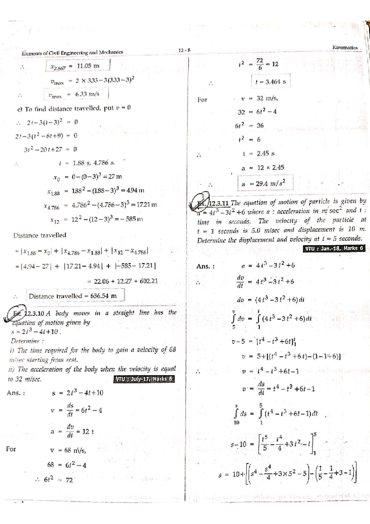 Kinematics Problems in Civil Engineering and Mechanics (VTU) - Studocu