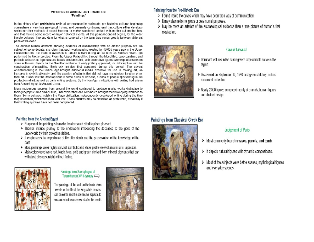 ARTS - Notes - WESTERN CLASSICAL ART TRADITION Painting from the Era ...