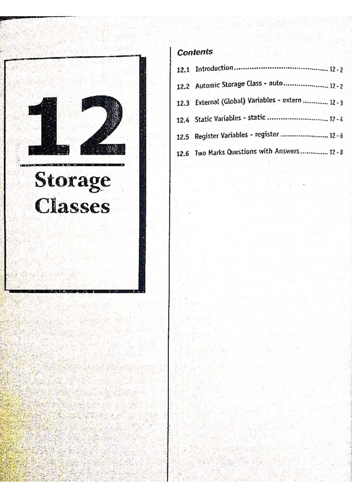 C Programming Unit 7 Notes: Storage Classes Explained - Studocu