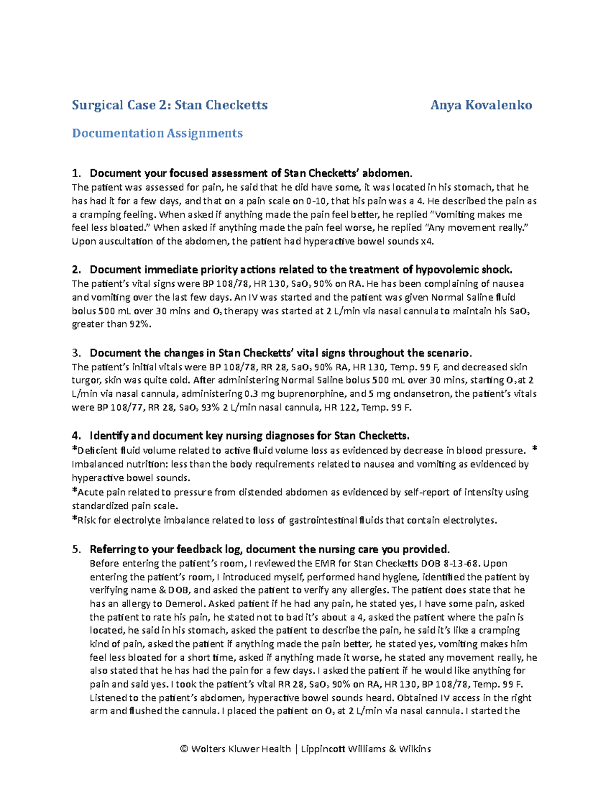 Akovalenko nur201 clinicals stan checketts - Surgical Case 2: Stan ...