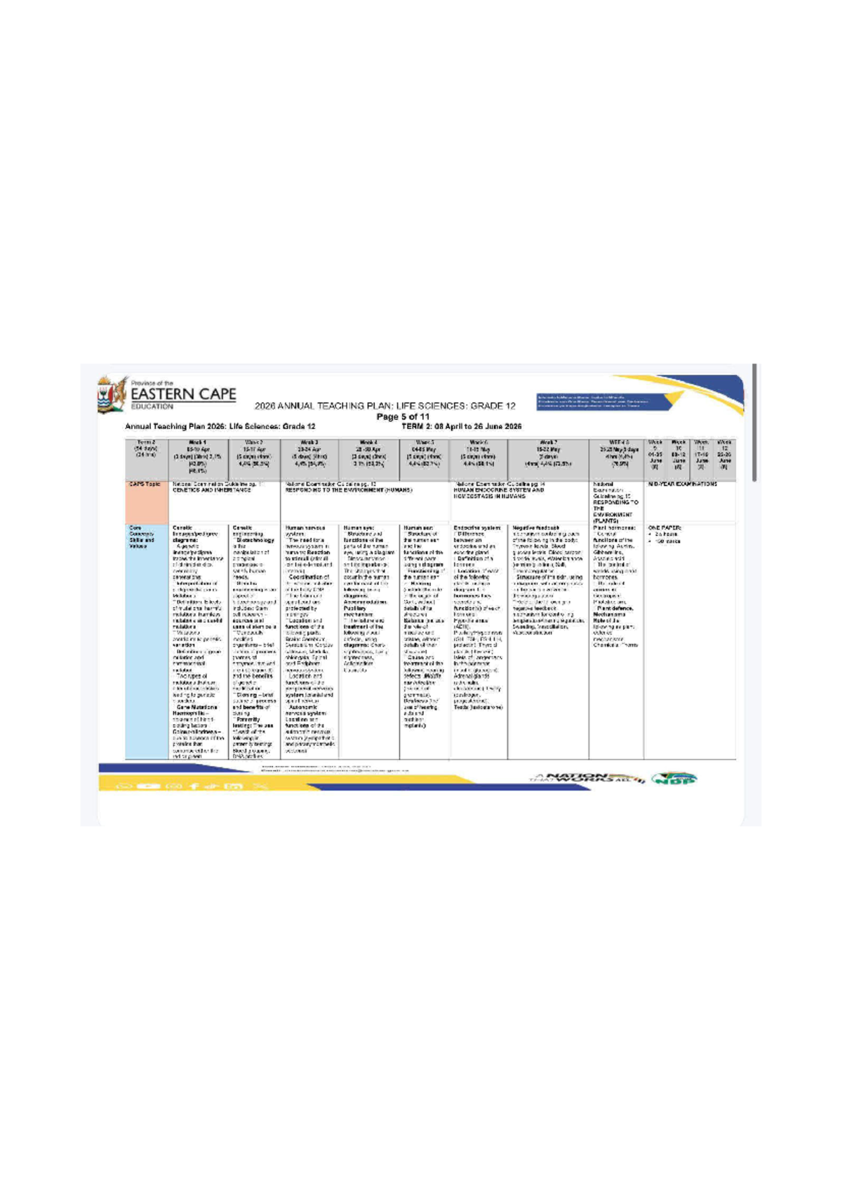 2026 Annual Teaching Plan: Life Sciences Grade 12 (Term 2 & 3) - Studocu