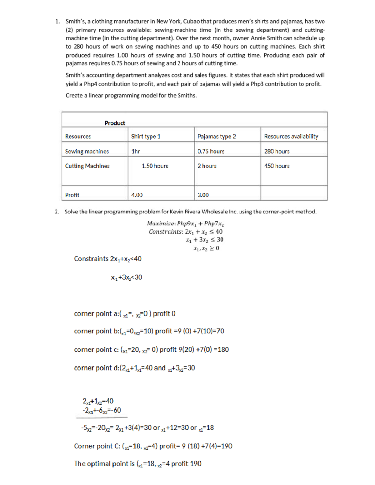 NSTP - Linear Programming Model for Shirt and Pajama Production - Studocu