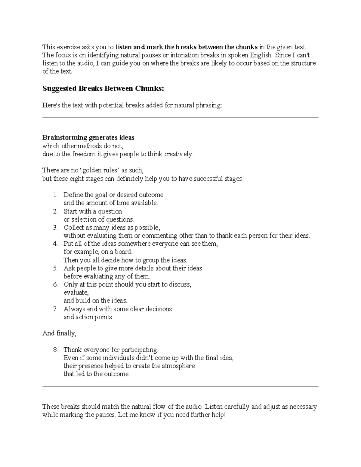 Ts1 - Listening Exercise on Identifying Natural Pauses in English - Studocu