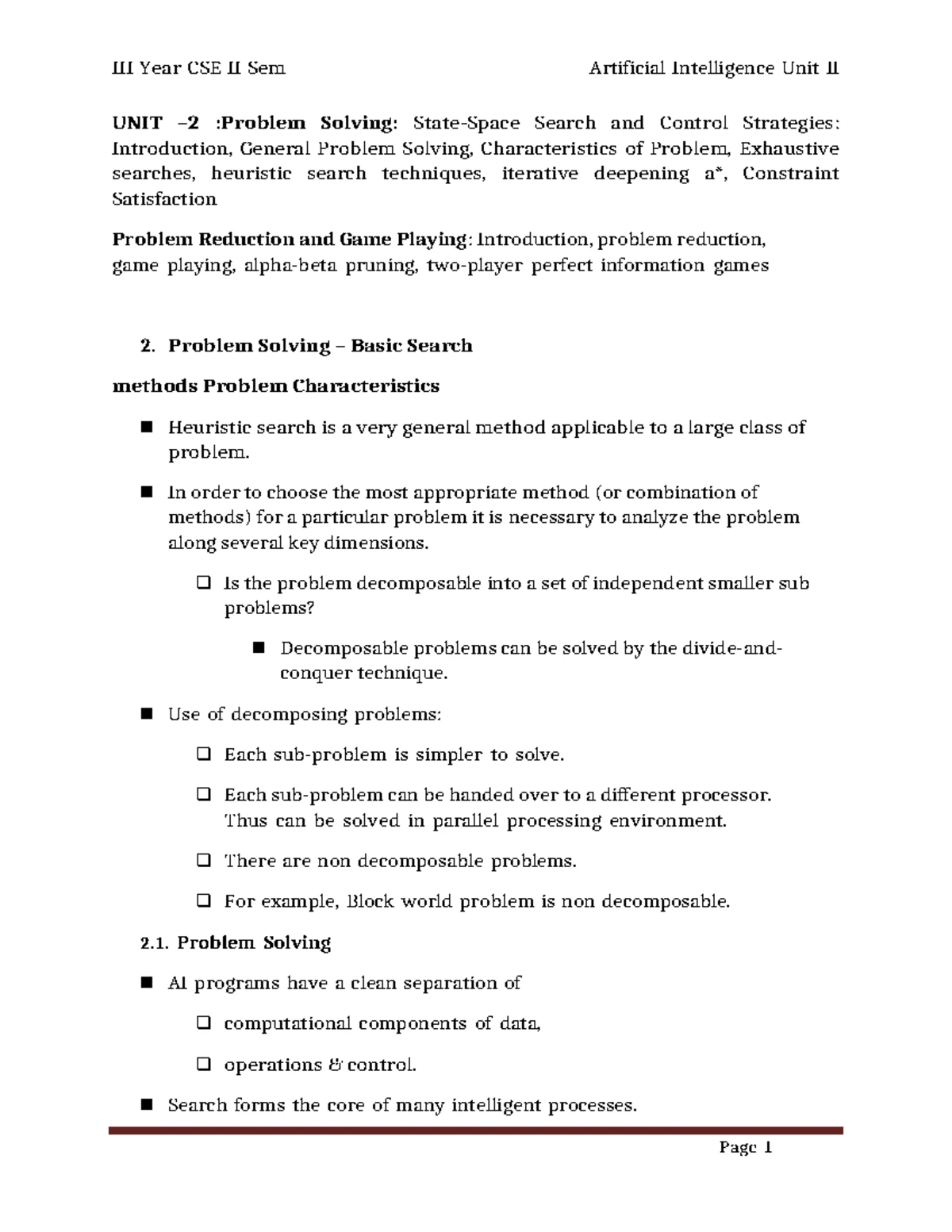 Ai unit 2 problem solving state space search techniques studocu