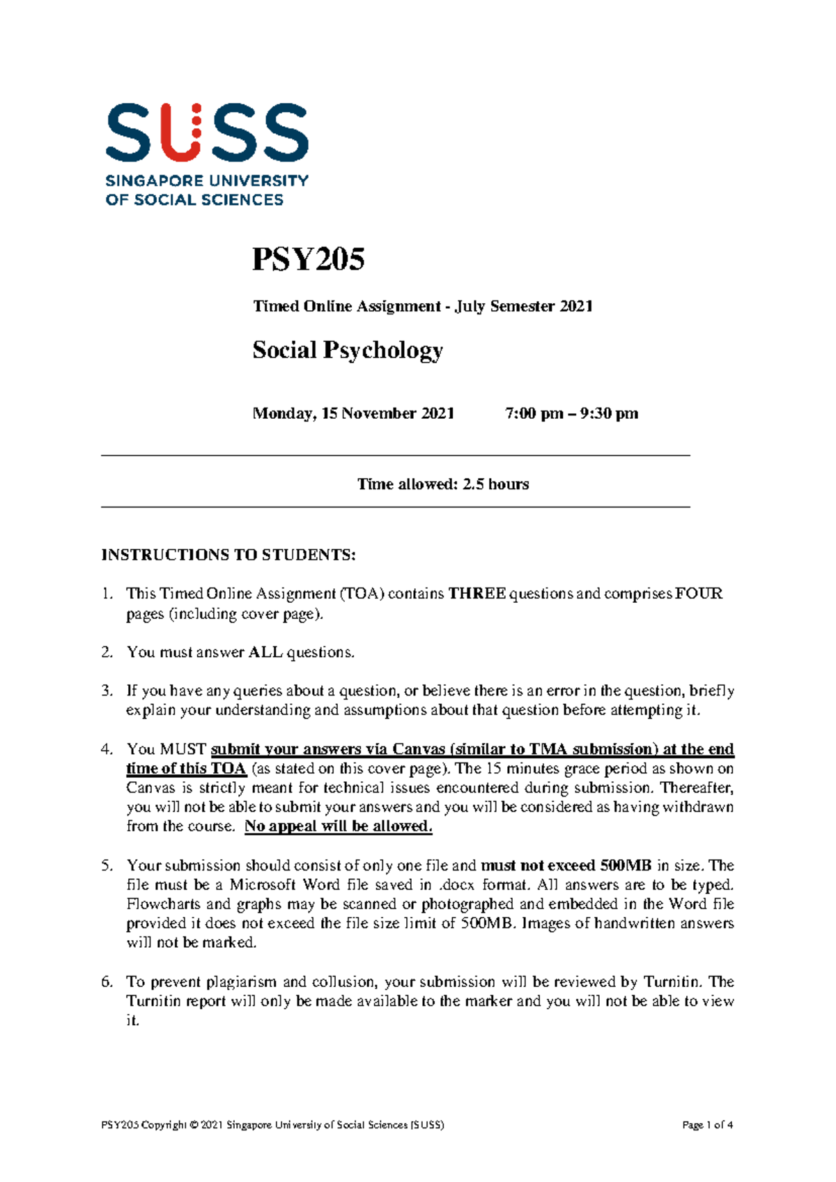 PSY 101 Timed Online Assignment: Social Psychology Questions - Studocu