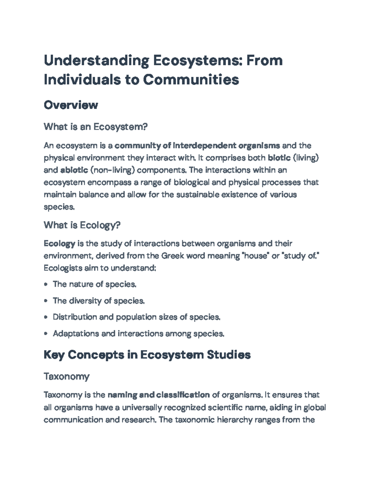 Understanding Ecosystems: Key Concepts and Dynamics in Biology ...