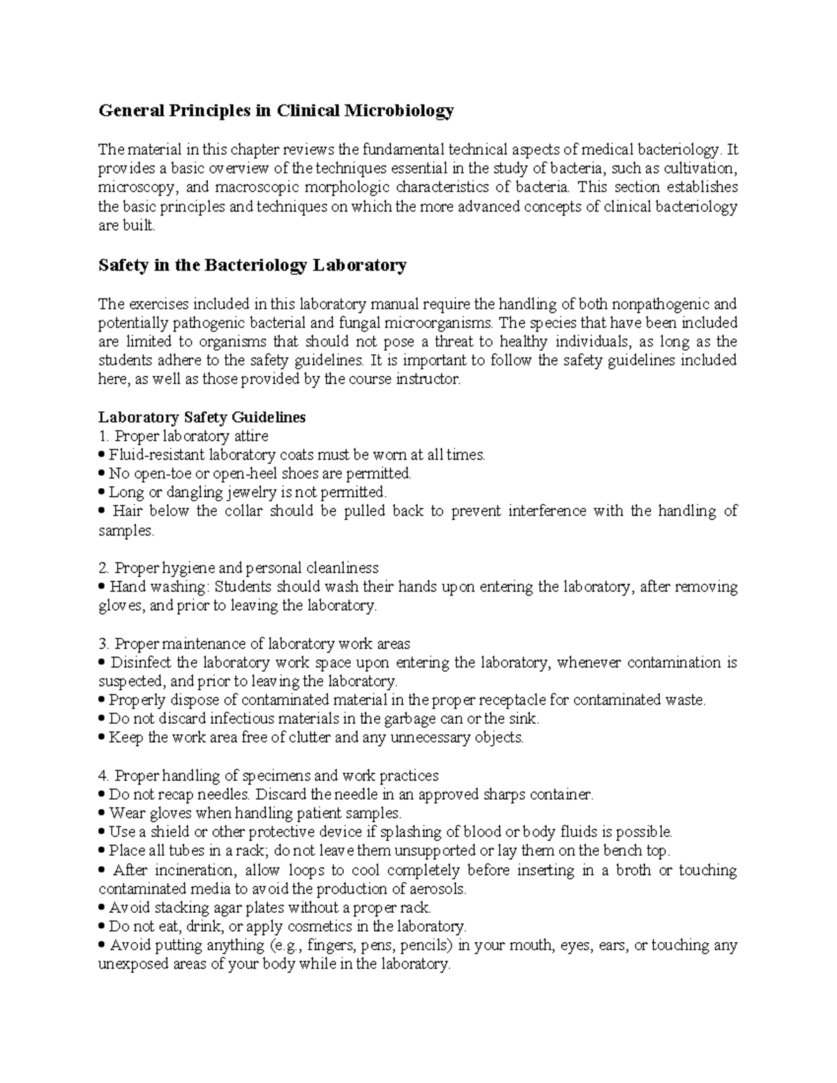 General Principles in Clinical Microbiology - It provides a basic ...
