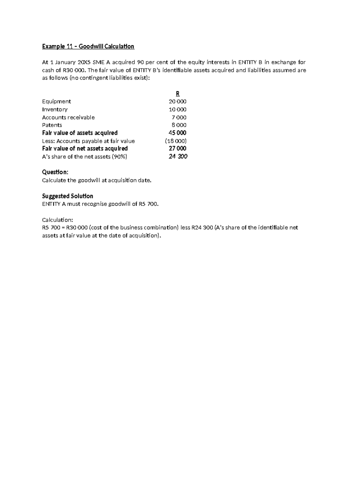 L3 - Final Exam Example 11: Goodwill Calculation Explained - Studocu