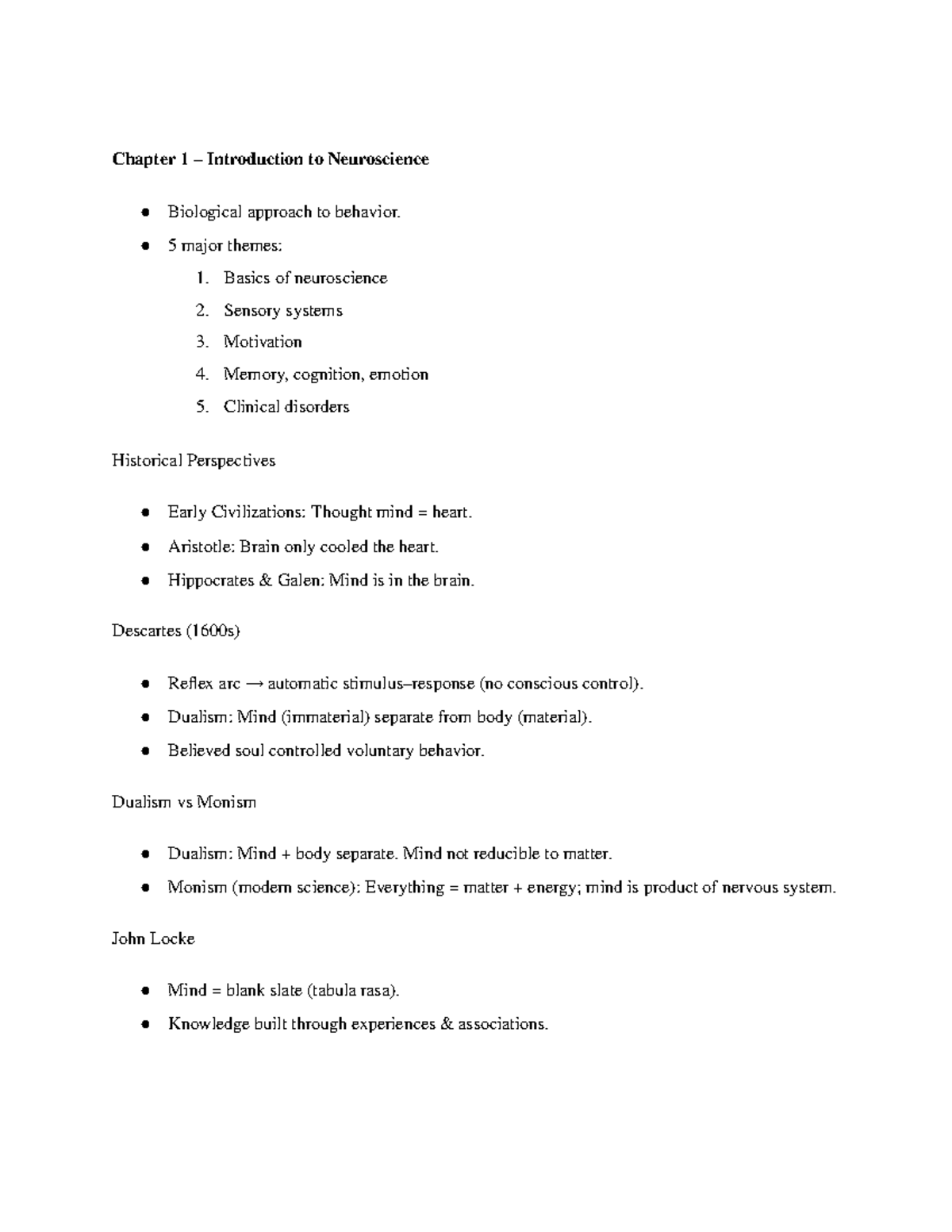 PSYCH224 Chapter 1: Intro to Neuroscience & Key Concepts - Studocu