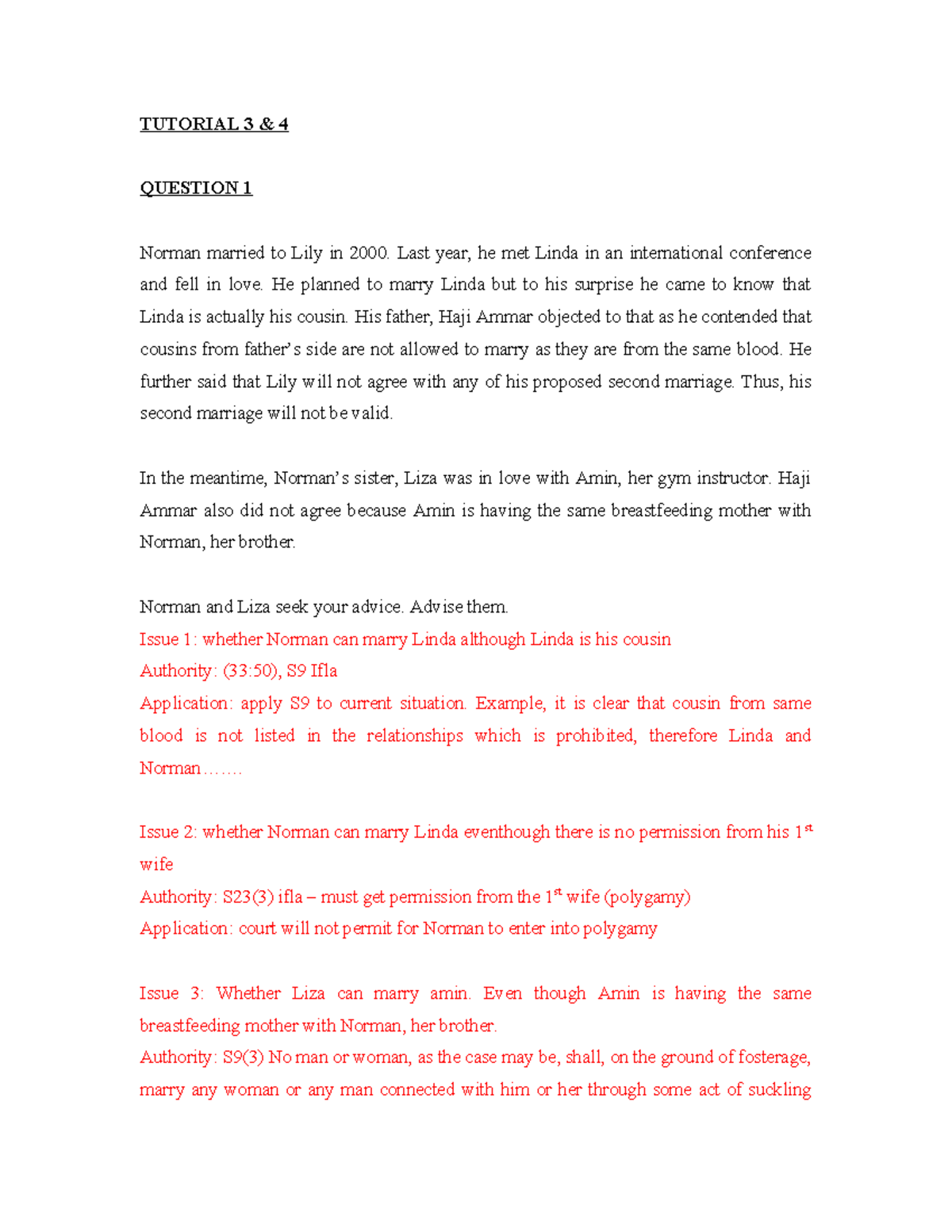 5997 Tutorial 3 & 4 - Marriage and Divorce Issues in Islamic Law - Studocu
