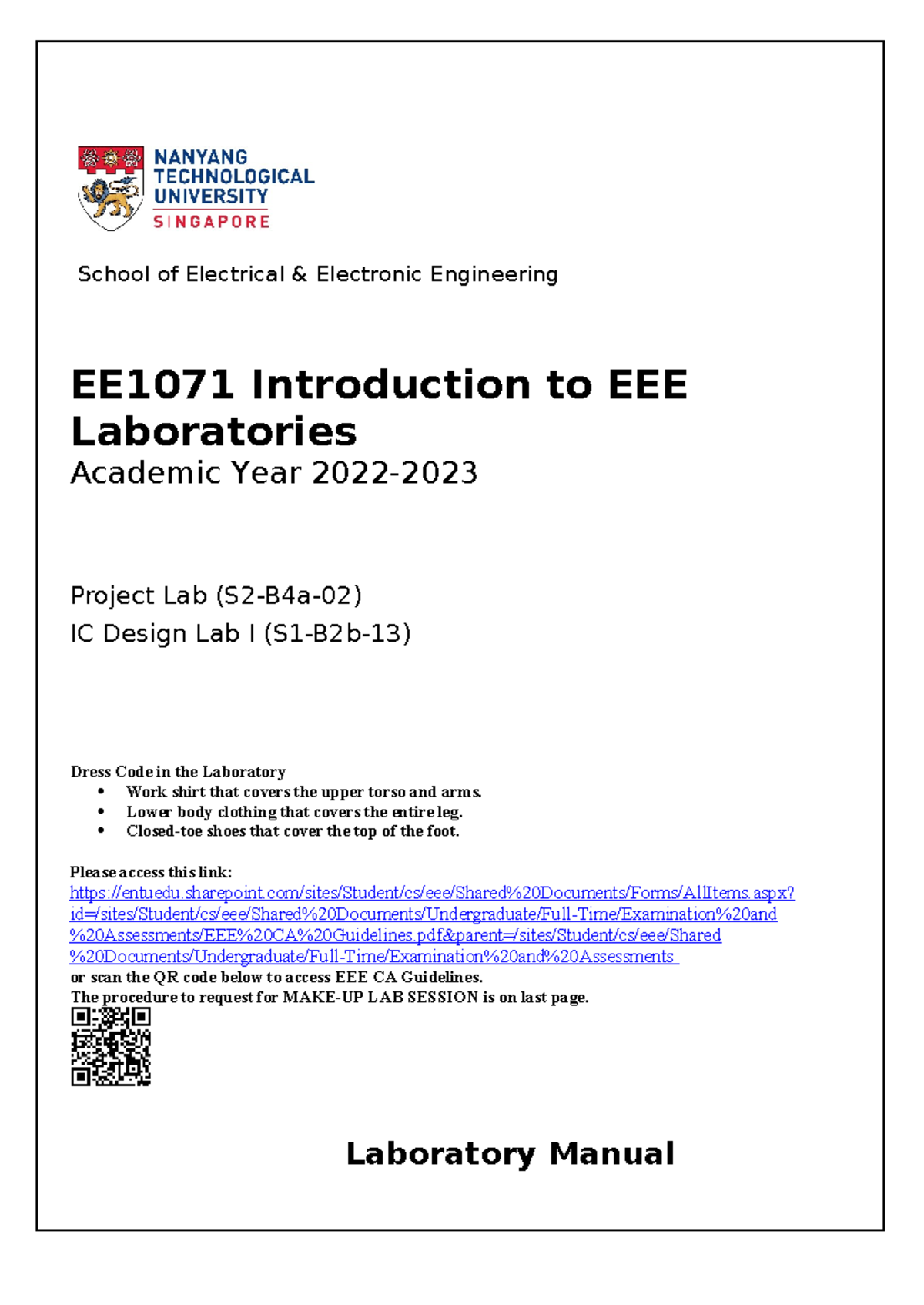 EE1071 - Lab Manual - School of Electrical & Electronic Engineering ...