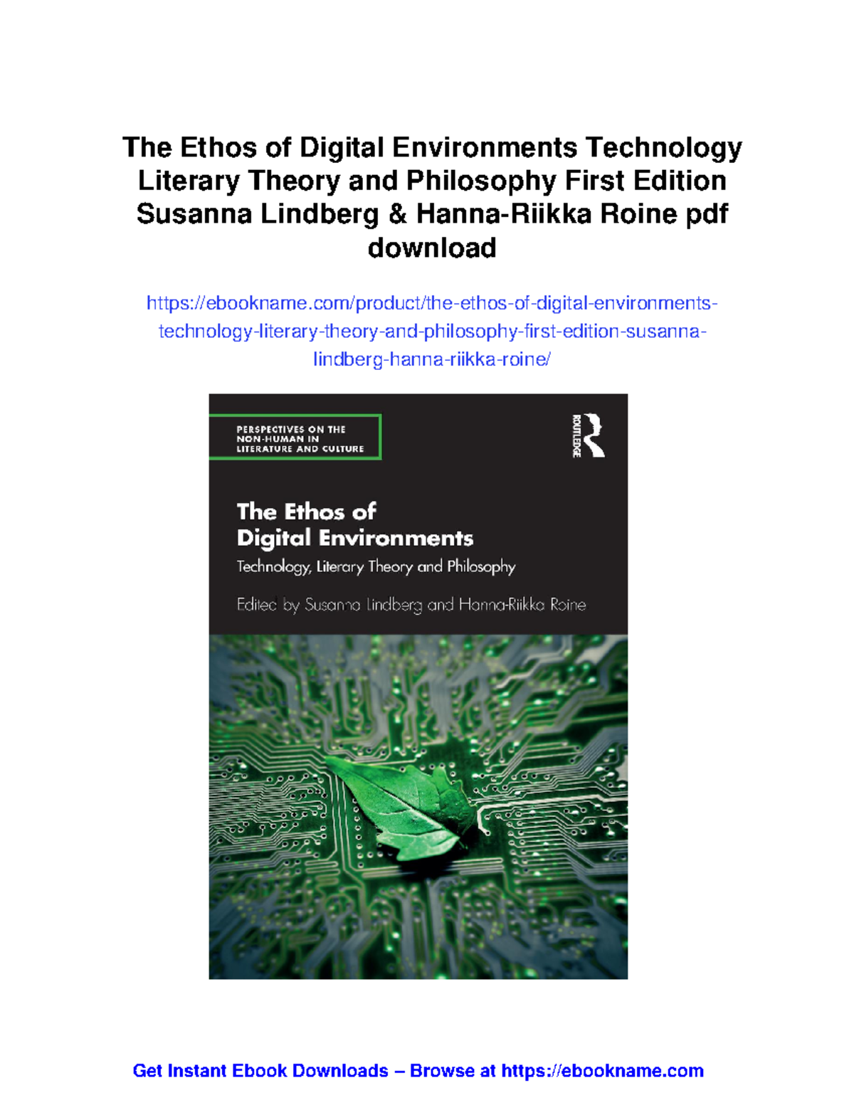 The Ethos of Digital Environments: Tech, Lit Theory & Philosophy (1st ...