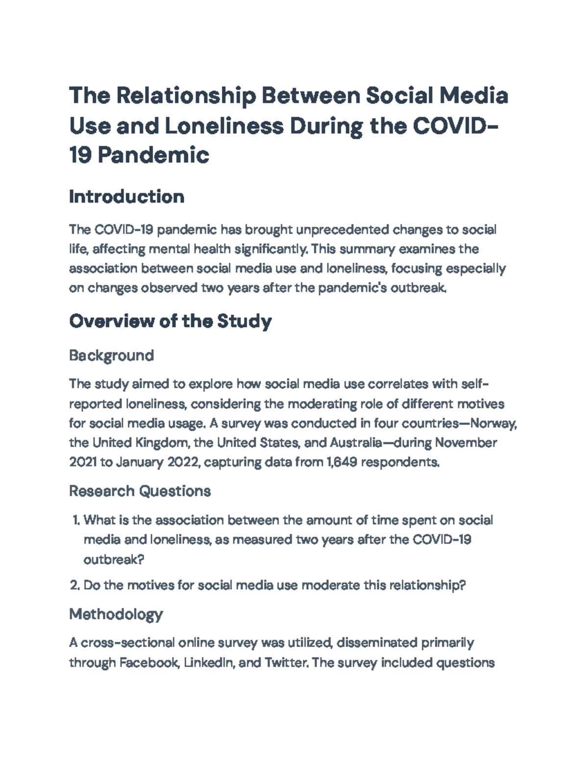 The Relationship Between Social Media Use and Loneliness During COVID ...