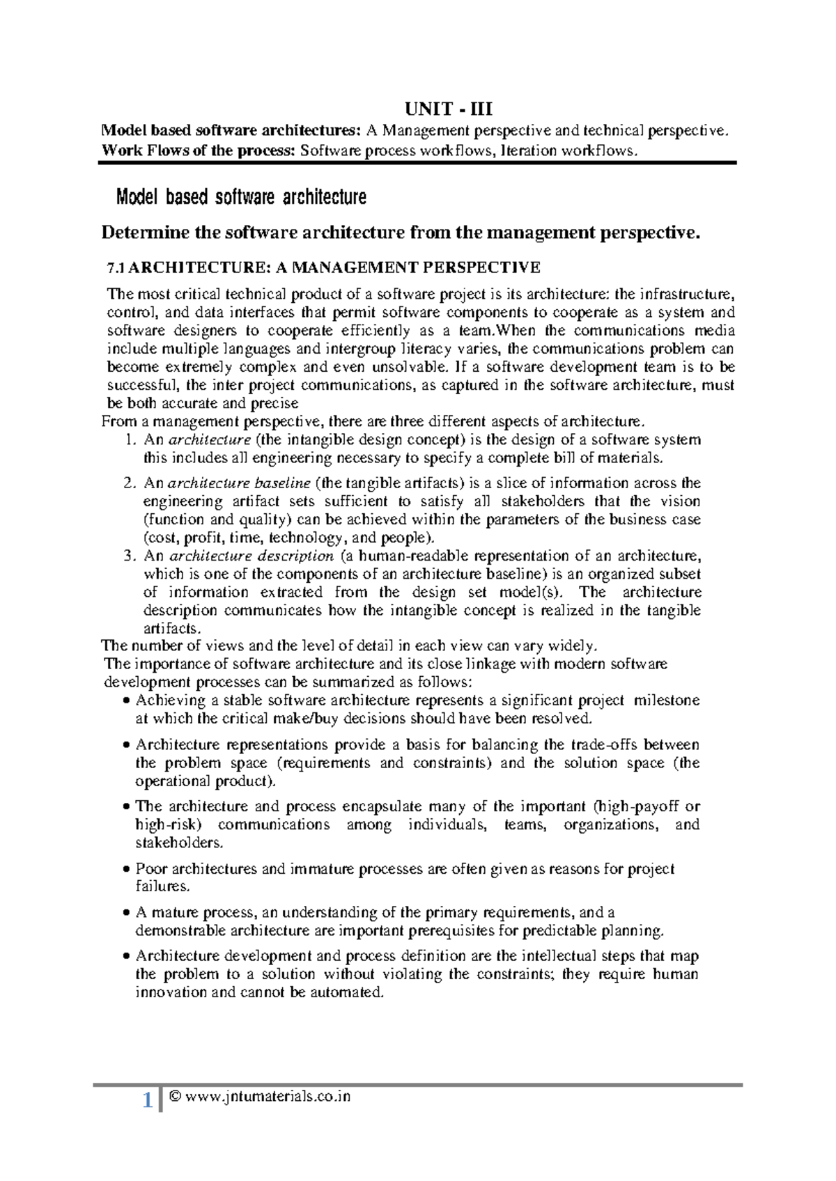 UNIT 3: Model-Based Software Architectures - Management & Technical ...