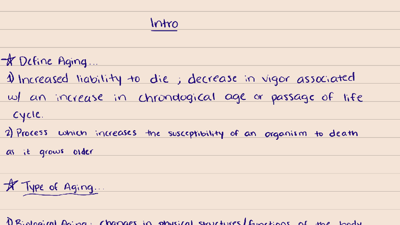 Aging Theories and Mechanisms: Exam 1 Review (BIO 250) - Studocu