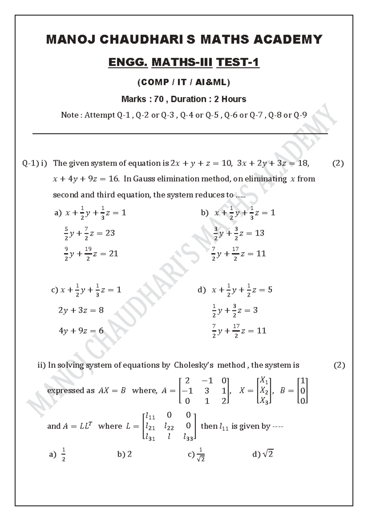 M3 COMP IT: Mathematics 3 Study Material for Exam Preparation - Studocu