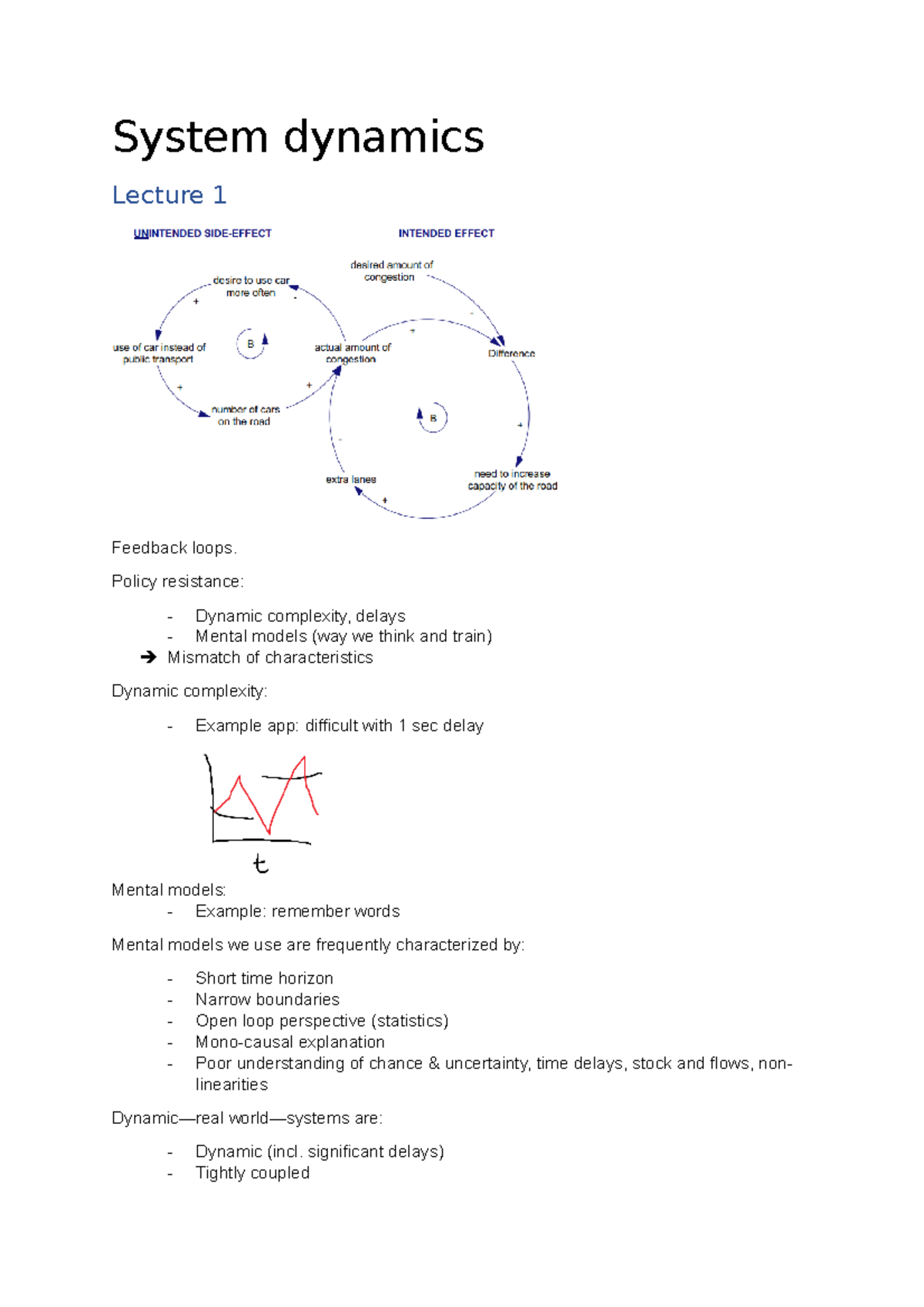 Lectures - System dynamics Lecture 1 Feedback loops. Policy resistance ...