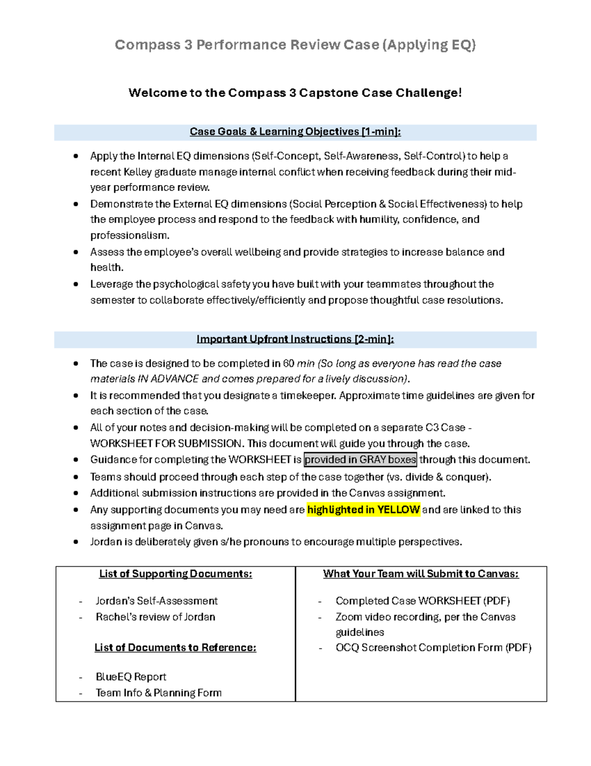 Compass 3 Case Study: Performance Review & EQ Application - Studocu