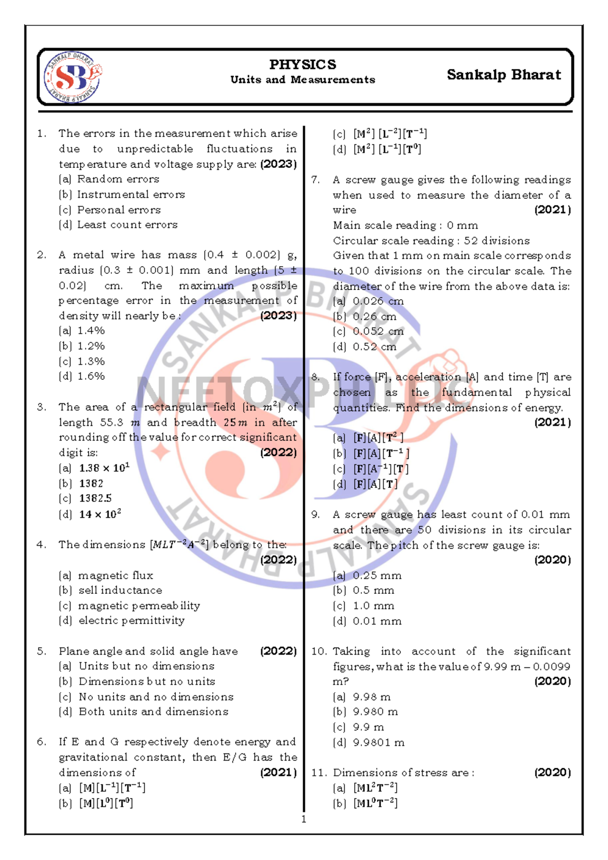 PHYSICS 11 Year PYQ Solutions and Key Concepts for Exams - Studocu