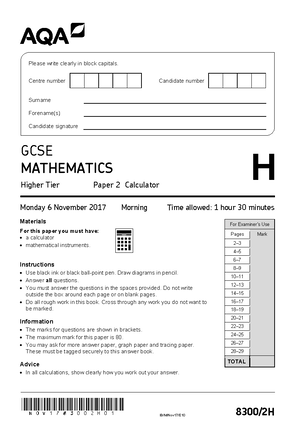 09 Practice Tests Set 8 Paper 2h Qp Gcse Mathematics Practice Tests Set 8 Paper 2h 09 Practice Tests Set 8 Paper 2h Qp Gcse Mathematics Practice Tests Set 8 Paper 2h