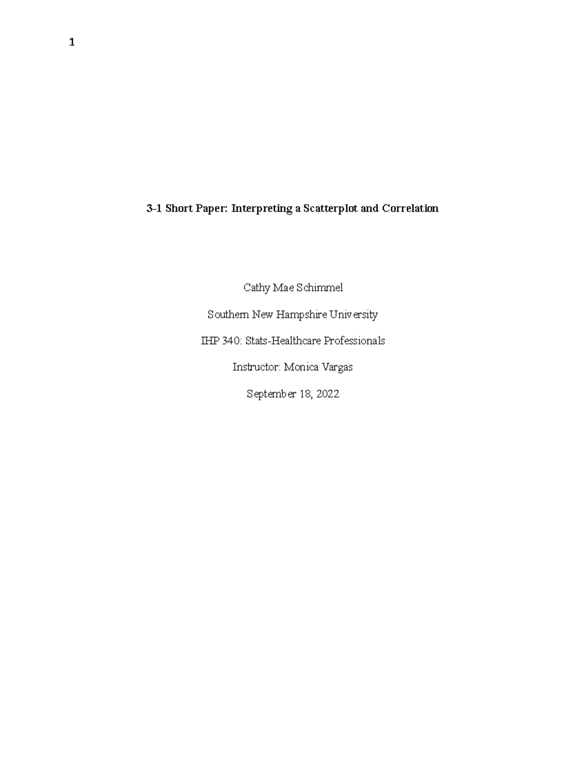 IHP 340: Short Paper on Scatterplot & Correlation Analysis - Studocu