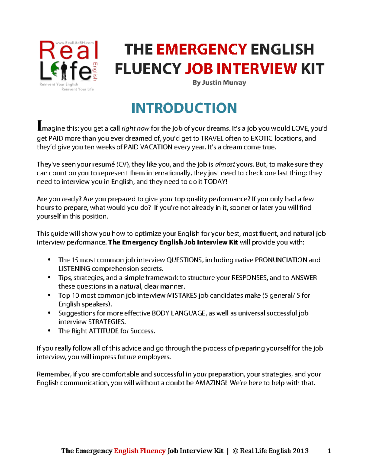 Emergency English Fluency Job Interview Kit: Essential Prep Guide - Studocu