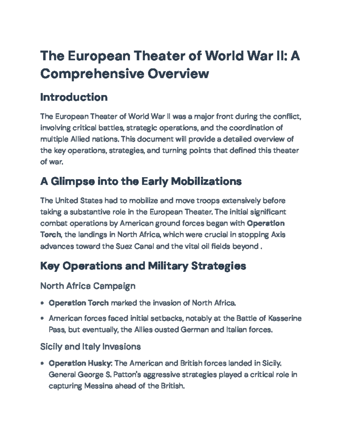 The European Theater of World War II: Key Operations and Strategies ...