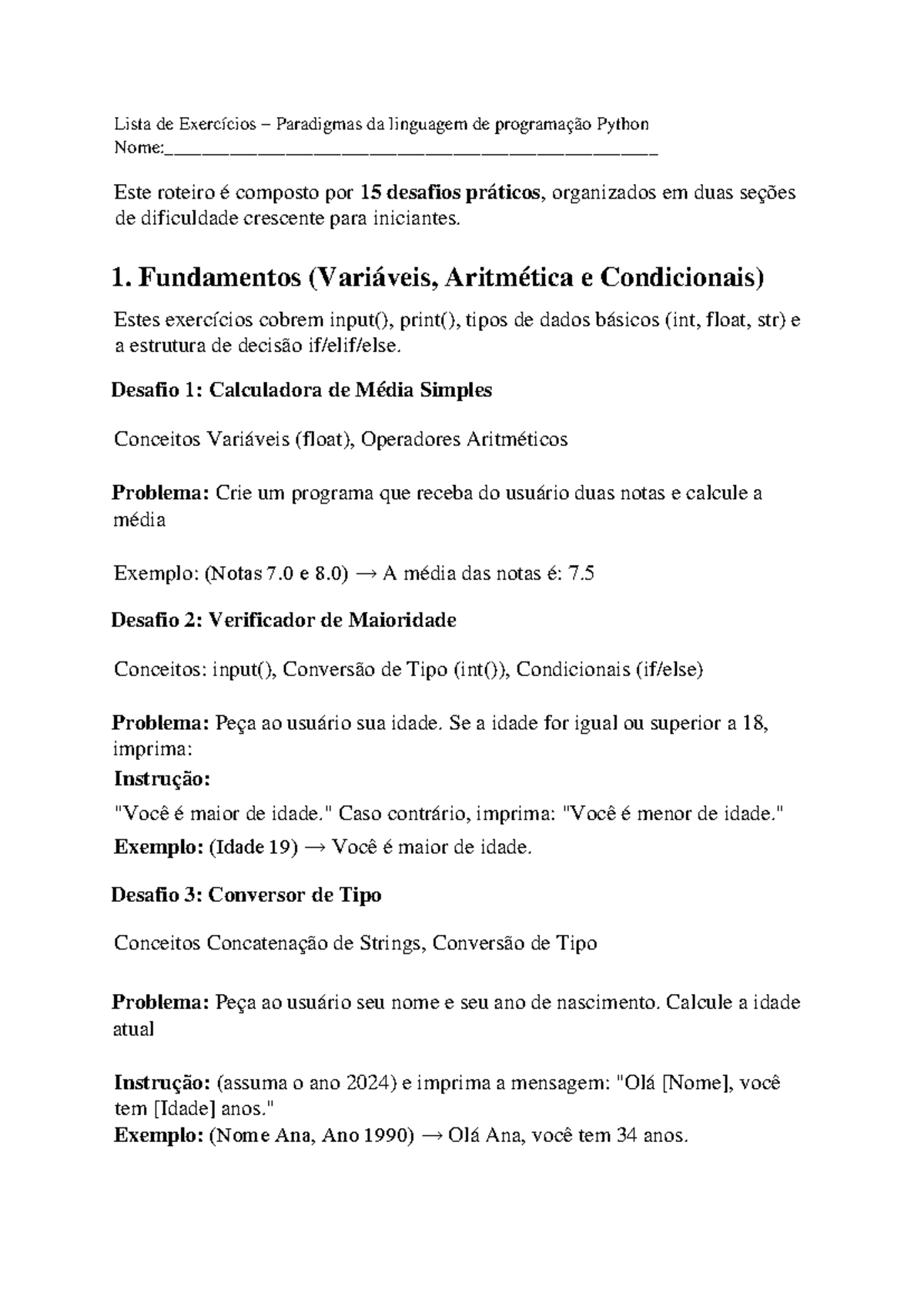 Lista de Exercícios de Python 2026: Desafios Práticos para Iniciantes ...