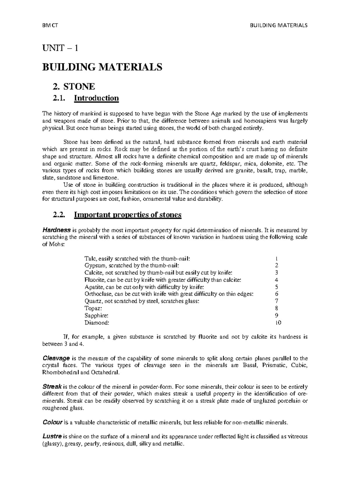 Soil and timber - BMCT BUILDING MATERIALS UNIT – 1 BUILDING MATERIALS 2 ...
