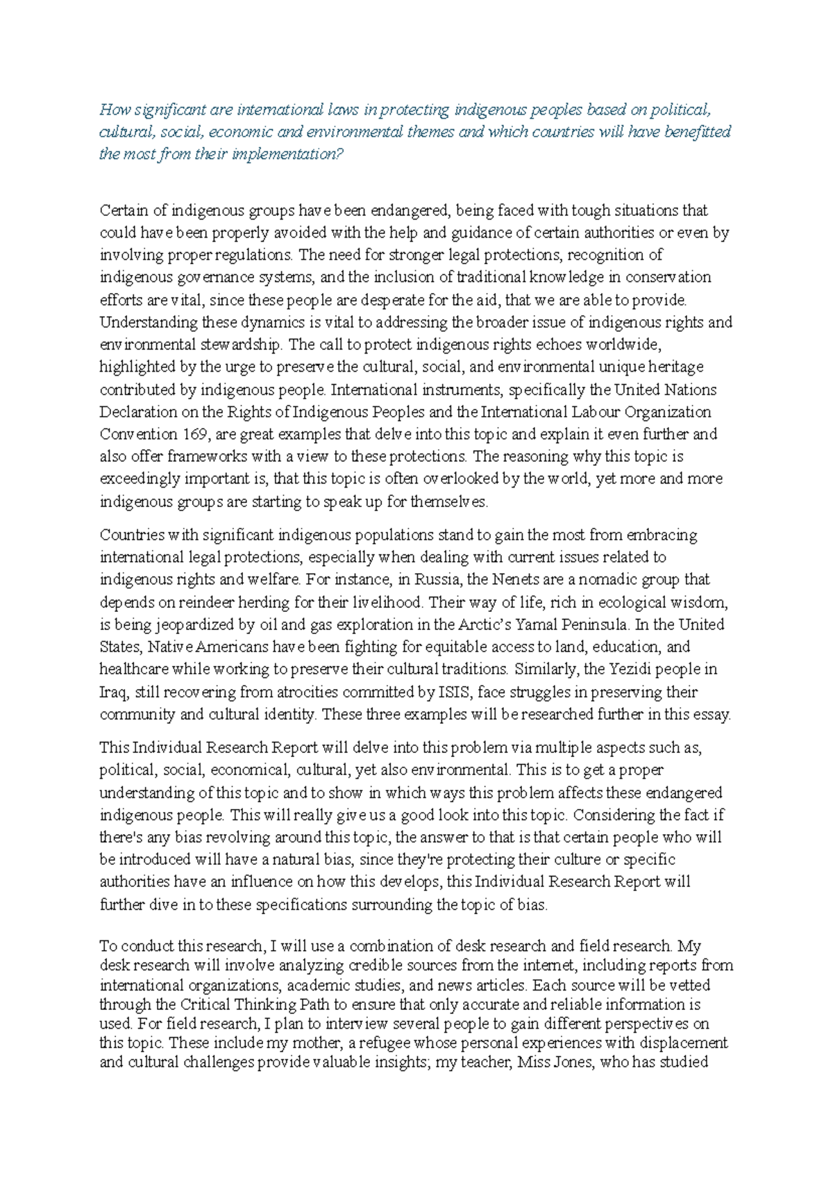 International Legal Frameworks and Indigenous Rights: A Study on UNDRIP ...