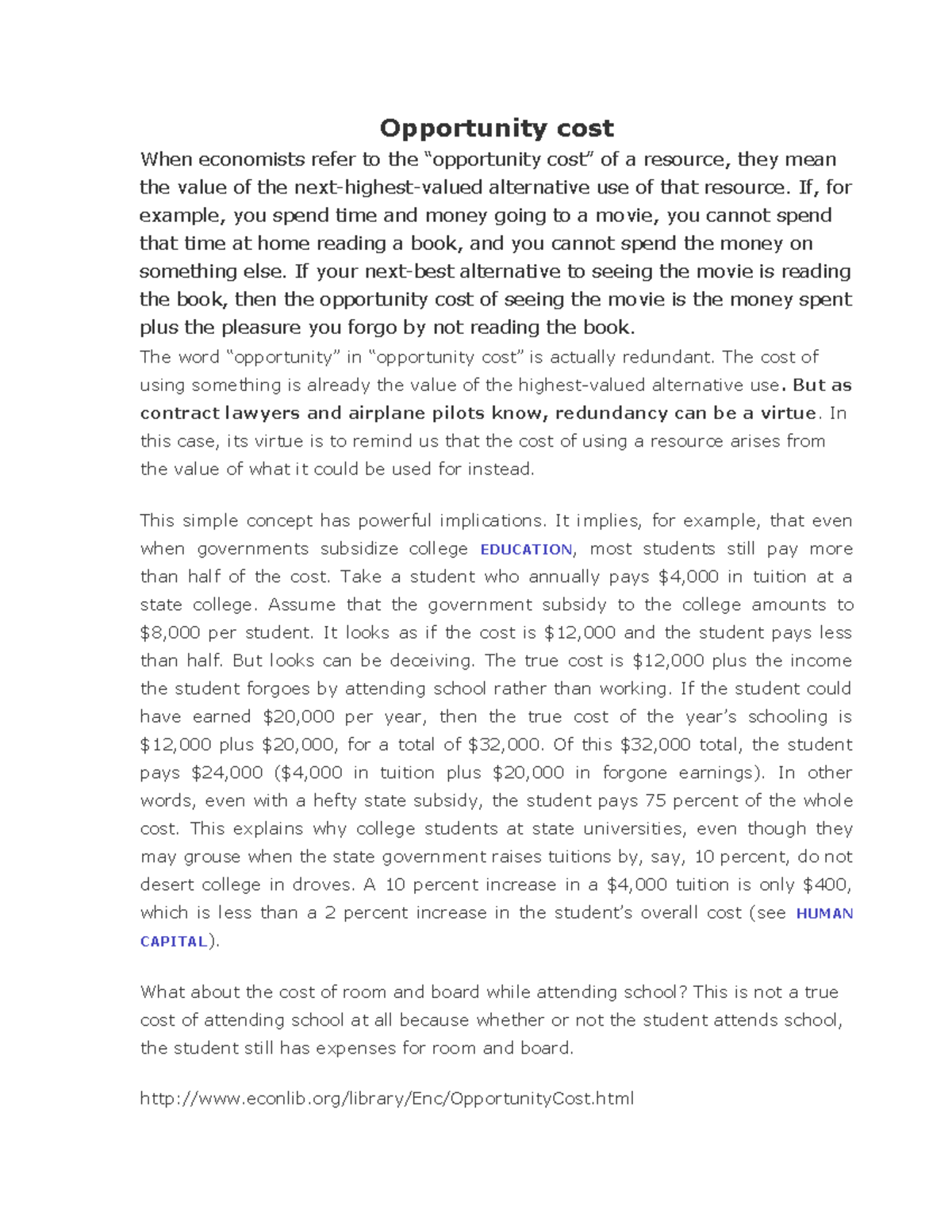 Opportunity Cost Analysis - ECON 101 - Study Notes - Studocu