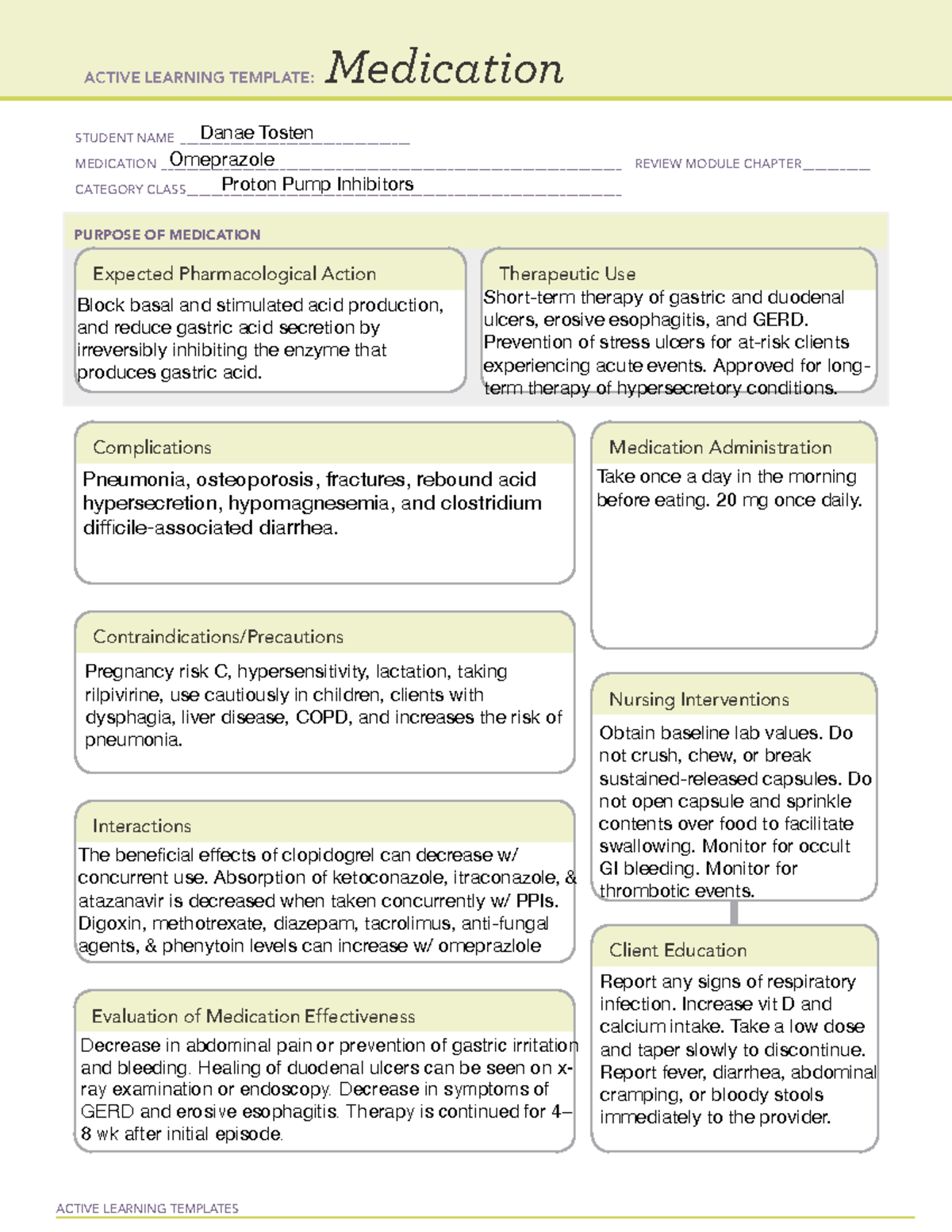 ATI- Active Learning Template: Proton Pump Inhibitors (PPIs) - Studocu