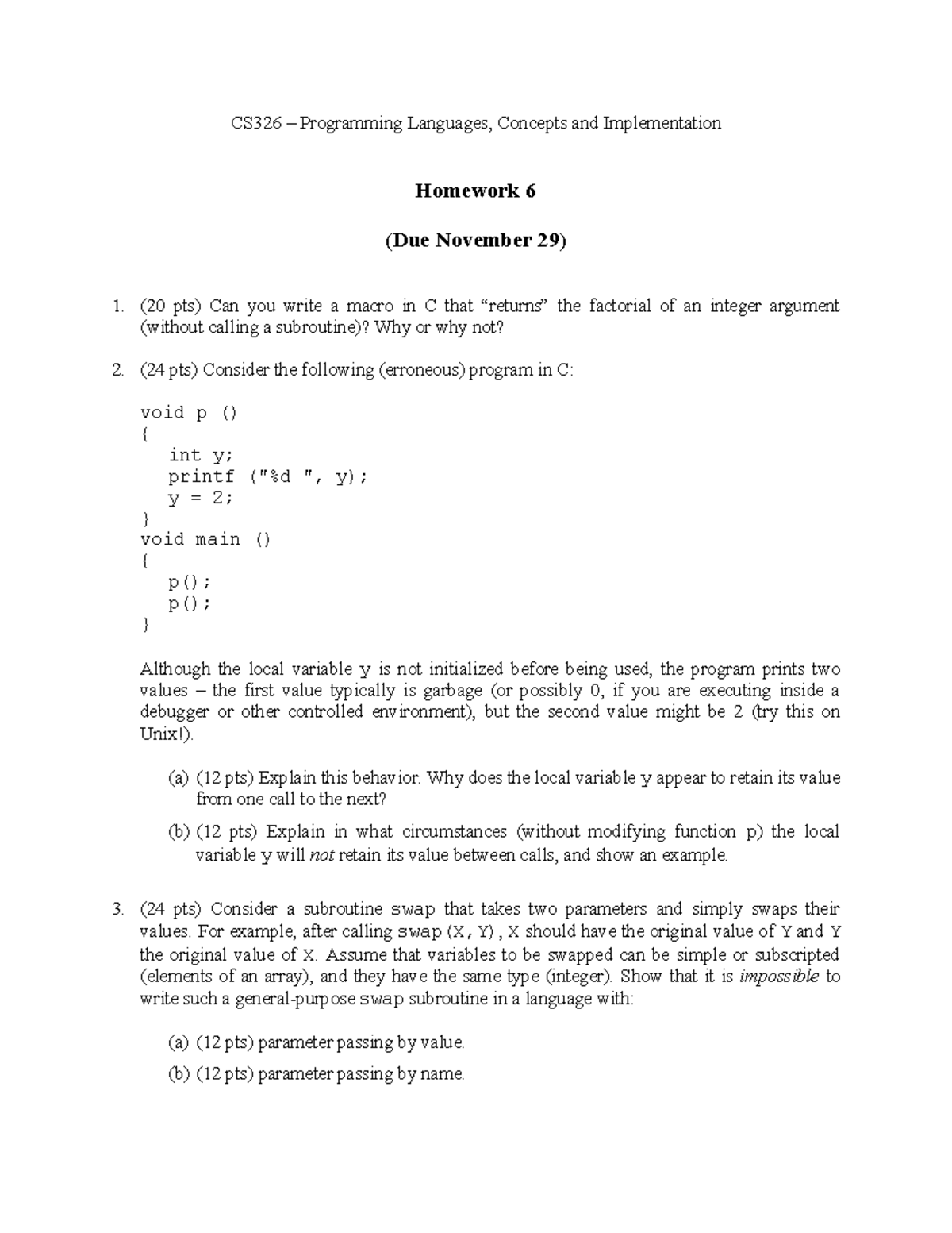 CS 326 - Programming Languages Homework 6 Solutions and Explanation ...