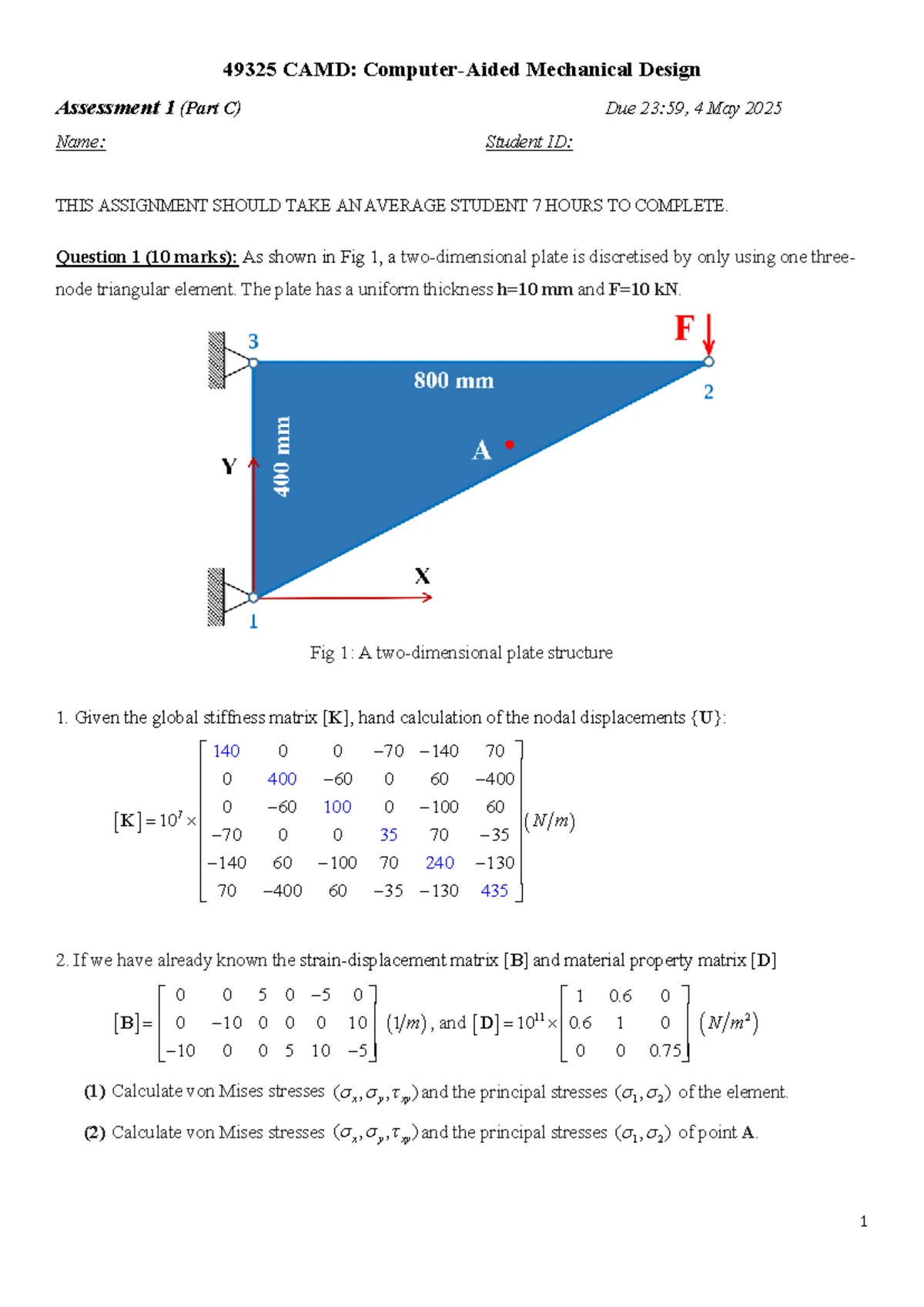 49325 CAMD: Mechanical Design Assessment 1 (Part D) Guide 2025 - Studocu