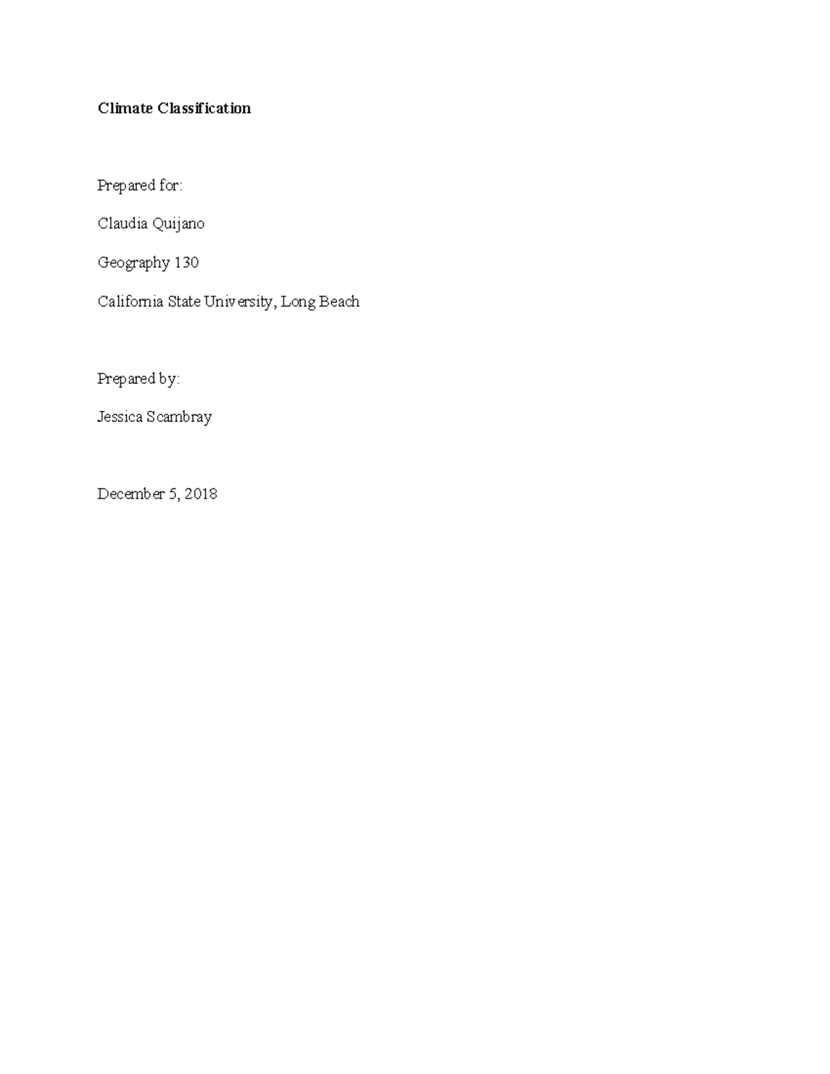GEOG 130 Lab 10 - Climate Classification Overview and Analysis - Studocu