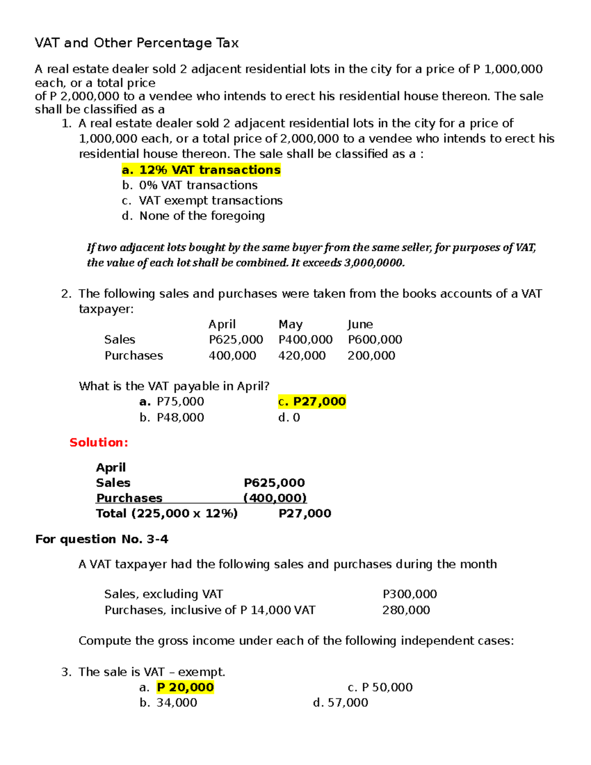 VAT and Percentage Tax: Comprehensive Study Notes for Understanding ...