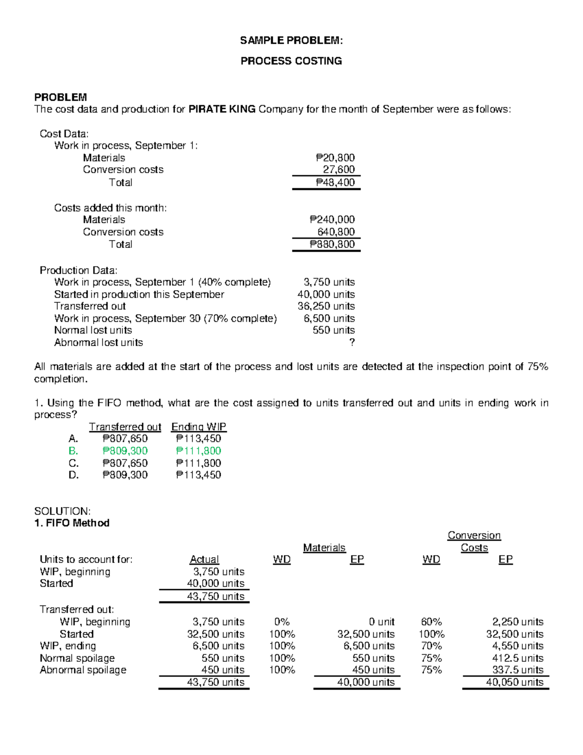 Cost Accounting: Process Costing using FIFO & WAVE Methods Analysis ...