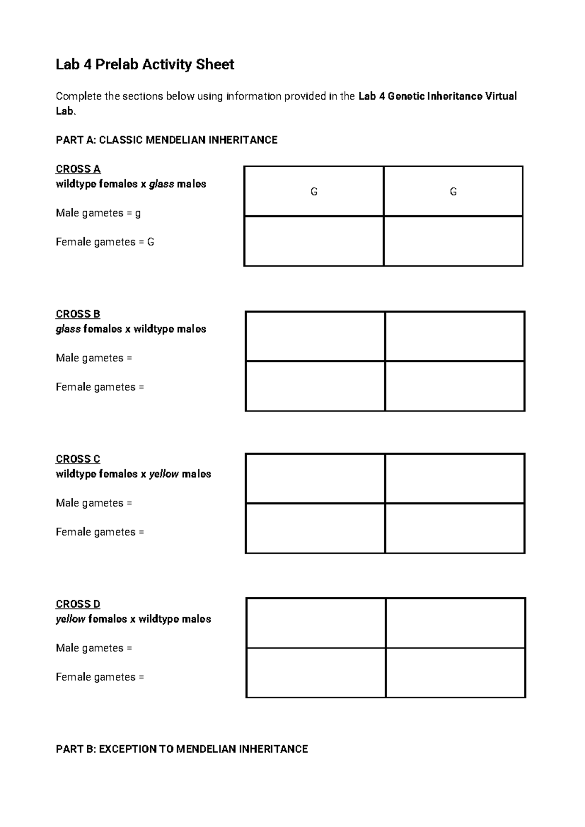 Lab 4 Prelab Activity: Genetic Inheritance Analysis - Studocu