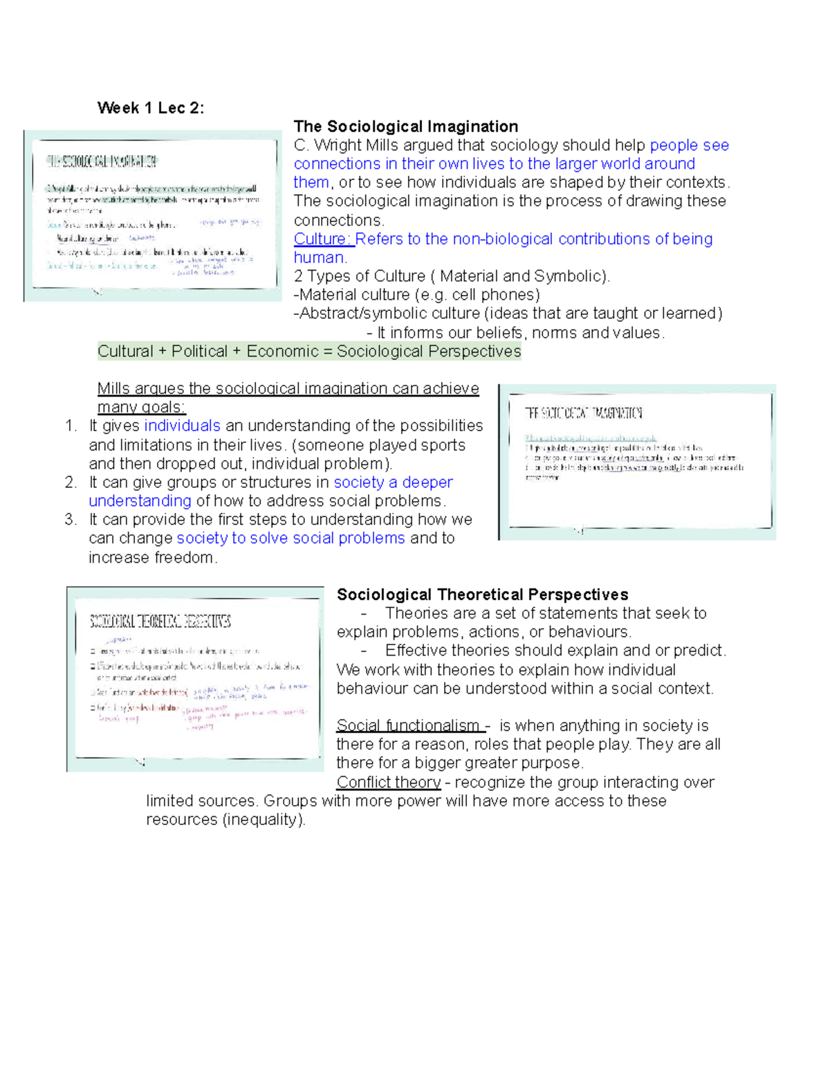 Kin 1050 Week 1 Lecture 2 - Sociological Imagination & Perspectives ...