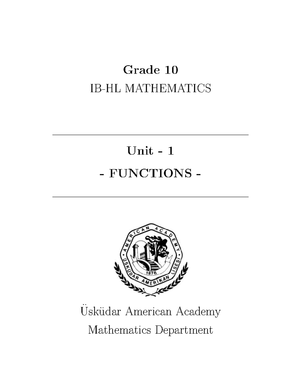 Title: IB-HL Mathematics Unit 1: Functions - Comprehensive Overview ...