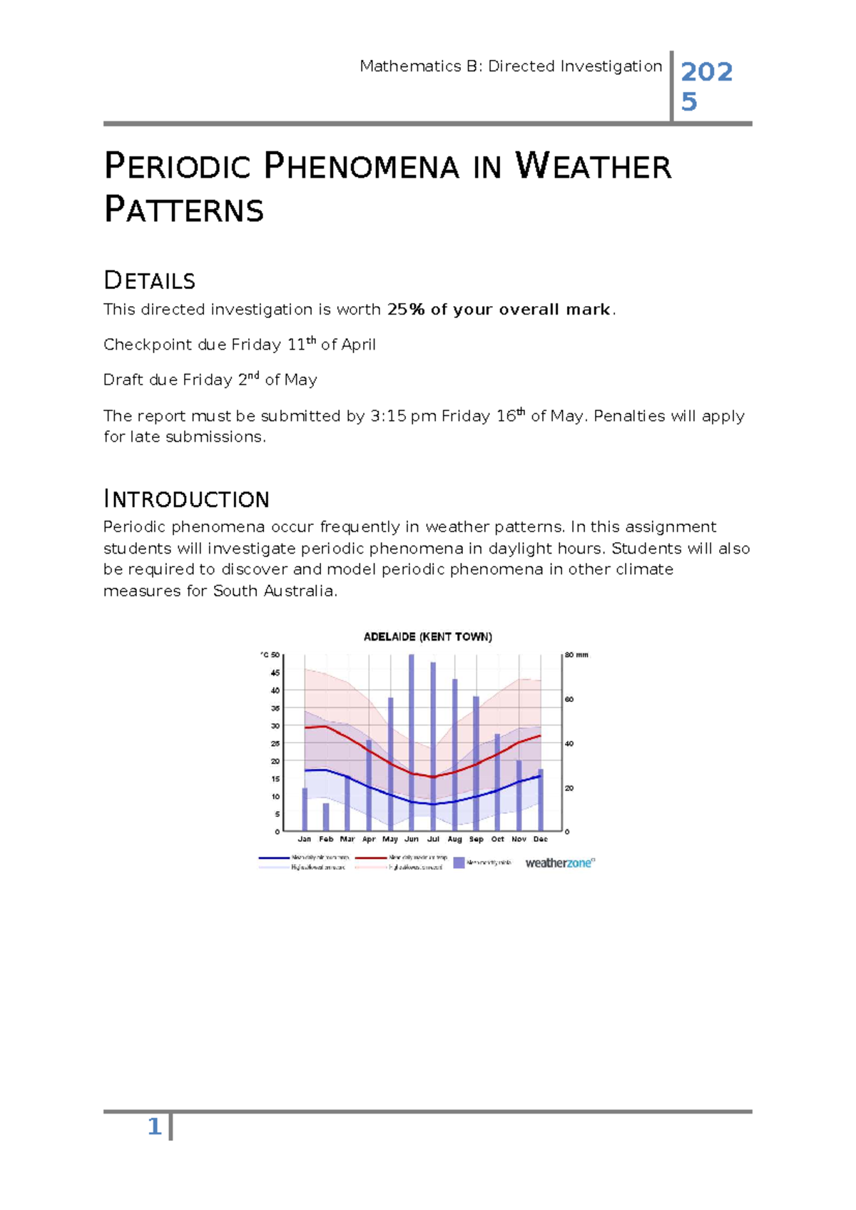 Mathematics B: Directed Investigation 202 - Periodic Weather Patterns ...