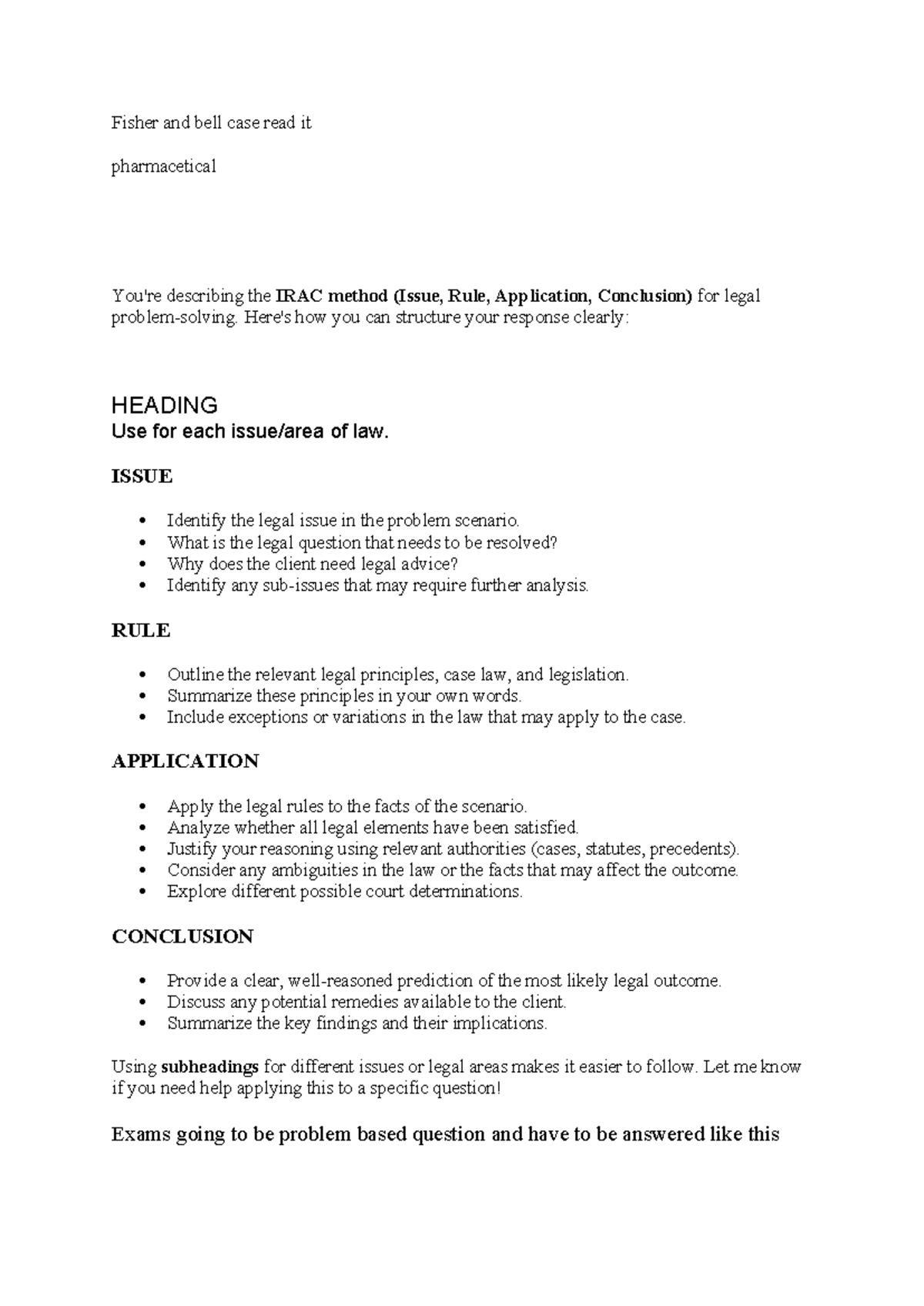 Contract Law Session 1: Study Notes on IRAC Method and Key Concepts ...