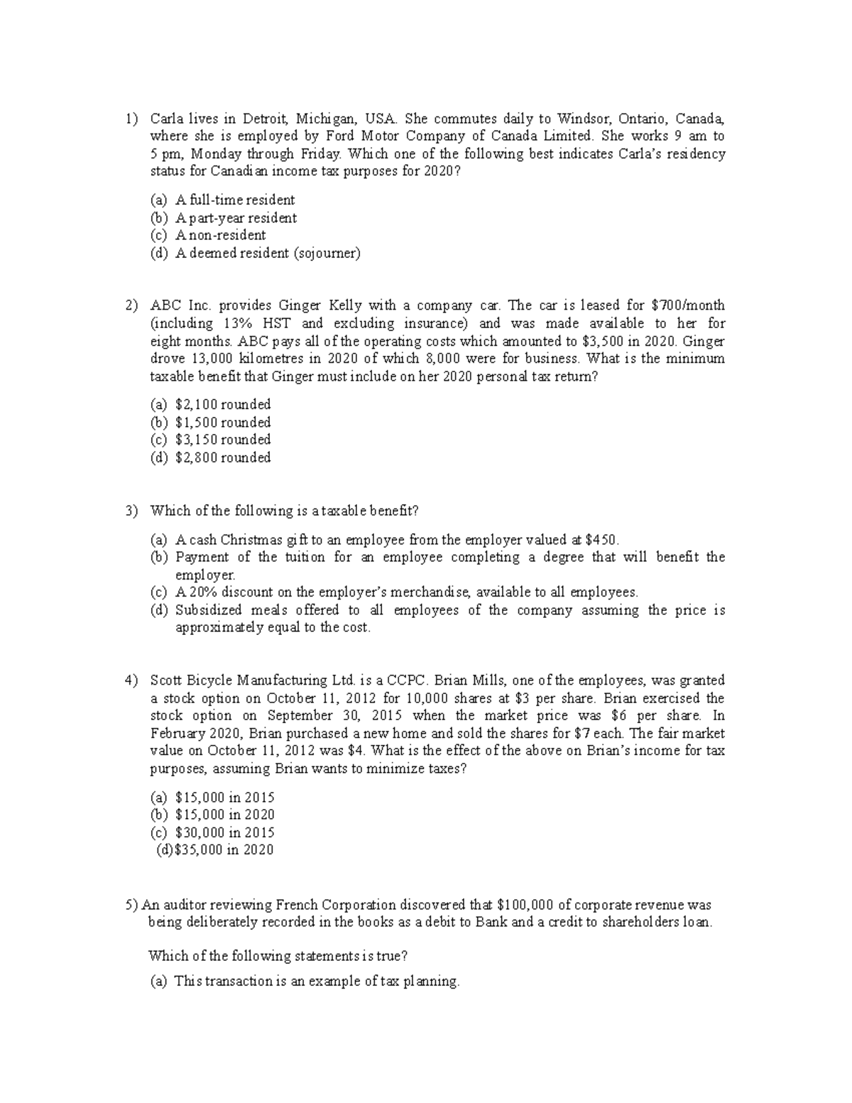 Midterm Exam Questions for Taxation Course (TAX 101) - Studocu