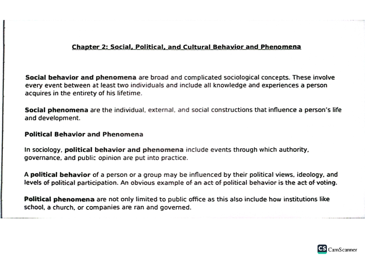 UCSP 5: Lecture Notes on Social, Political, and Cultural Behavior - Studocu