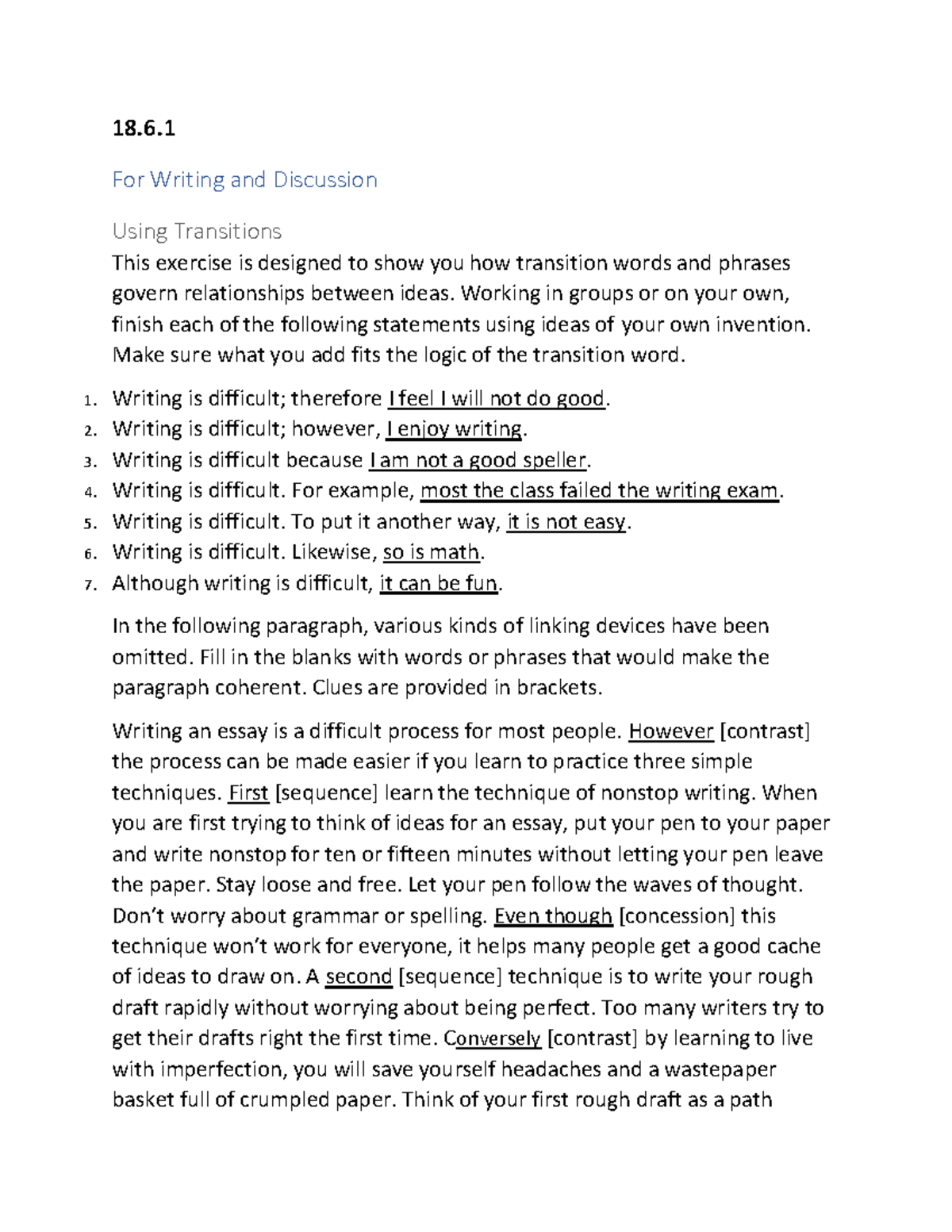 CH 18 - Notes on Writing Techniques and Discussions - Studocu