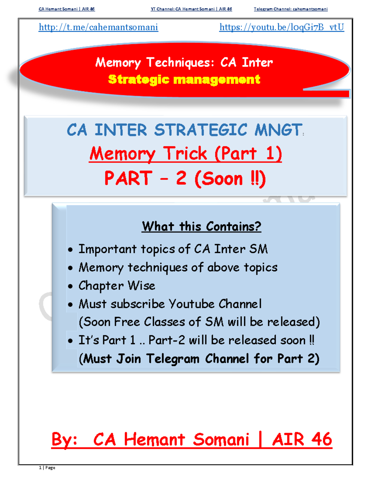 CA Inter SM Memory Techniques: Essential Tricks for Strategic ...