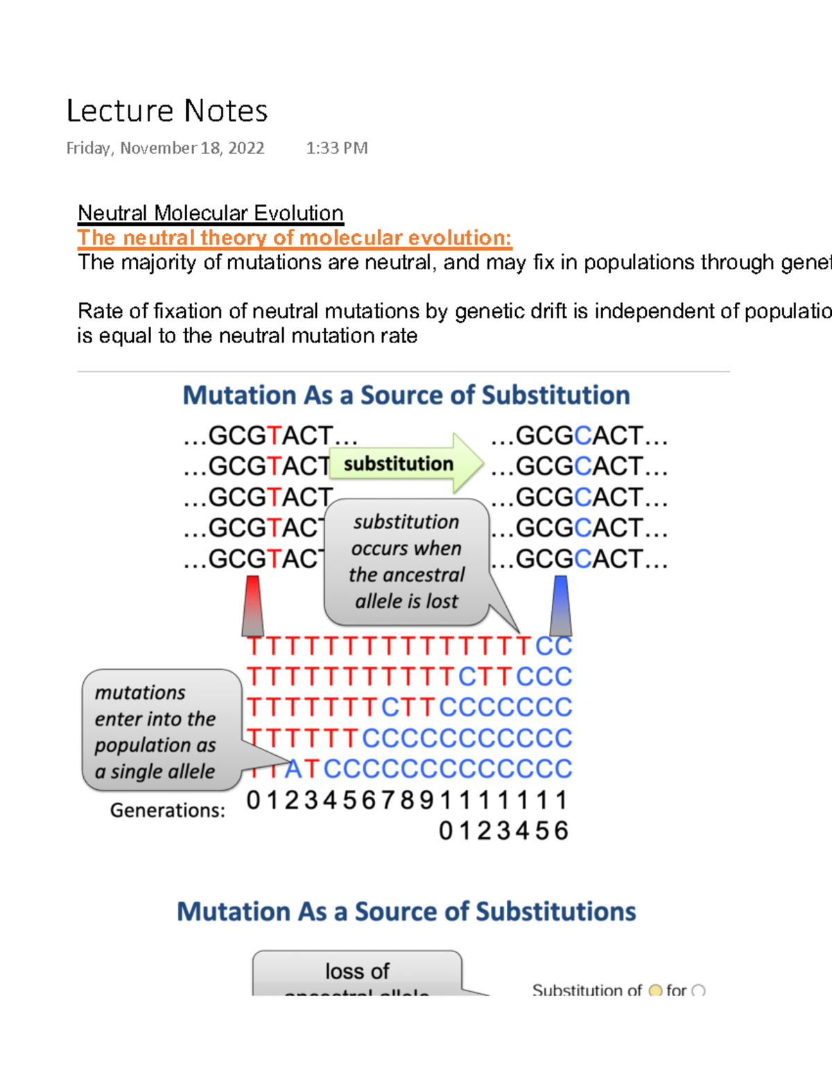 Neutral Molecular Evolution: Lecture Notes for Chapter 15 - Studocu