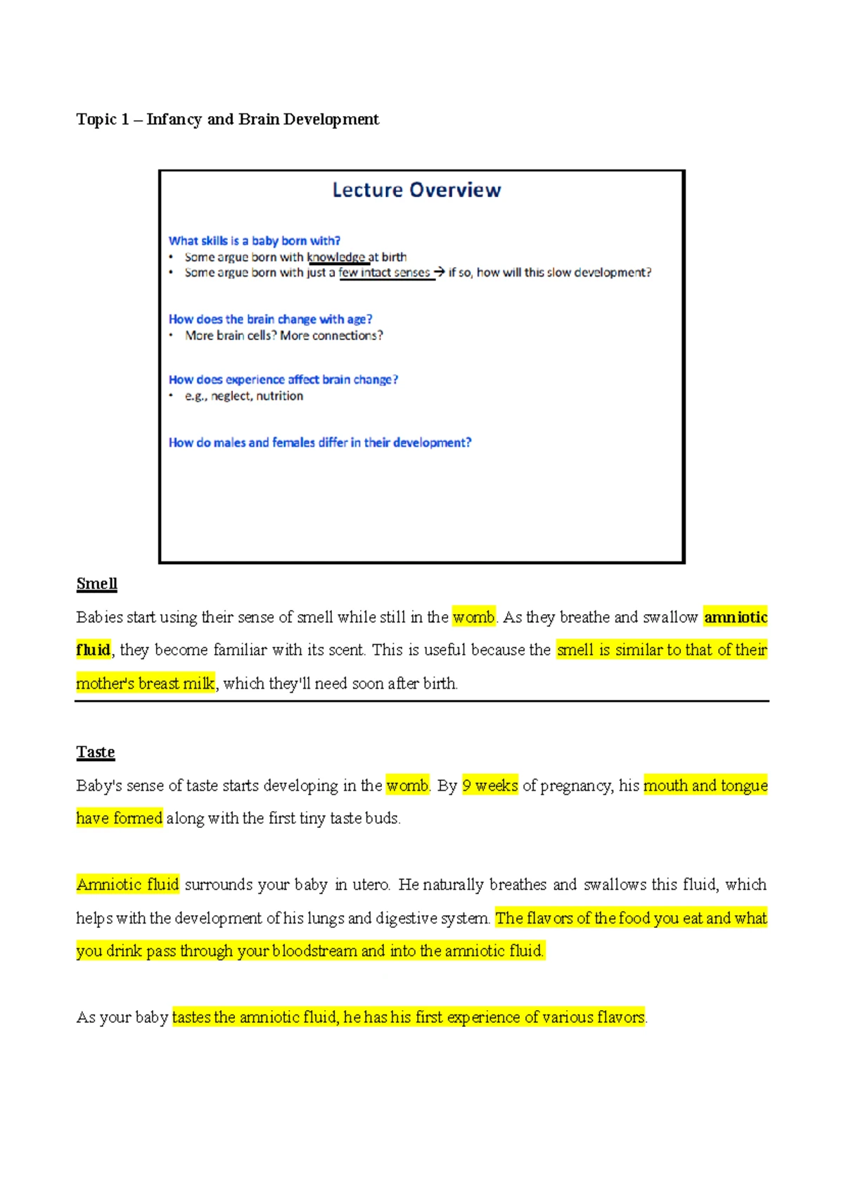 L1: Infancy and Brain Development - Key Insights and Quiz Questions ...